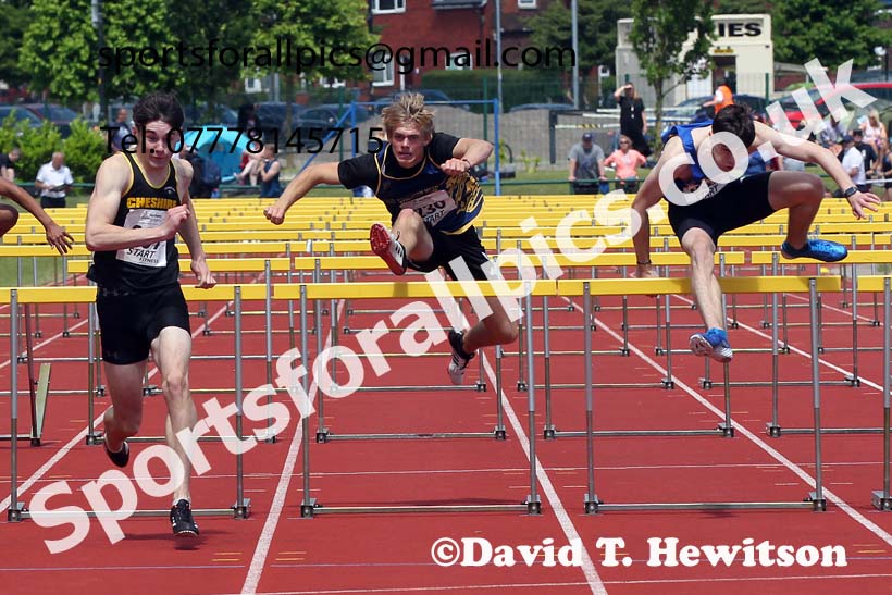 Mens under-20s 110 metres hurdles, 2021 Northern Senior and Under-20s Champs., Leigh. Photo: David T. Hewitson/Sports for All Pics